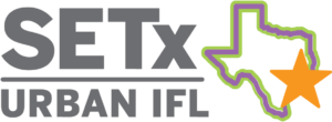 SETx logo with letters SETx Urban IFL next to an outline of Texas with a star.