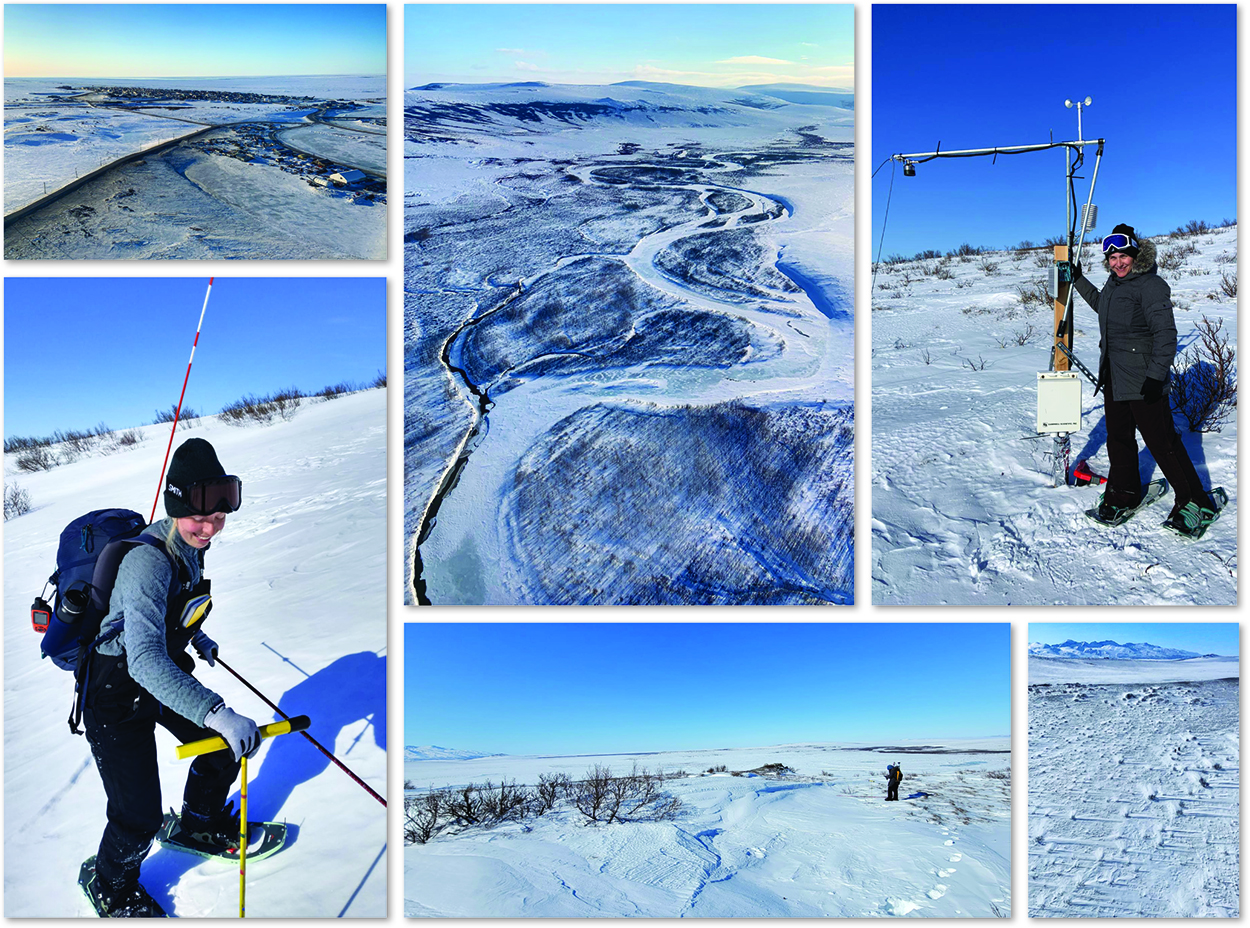 Snow survey teams measure snow properties on the Seward Peninsula of Alaska.