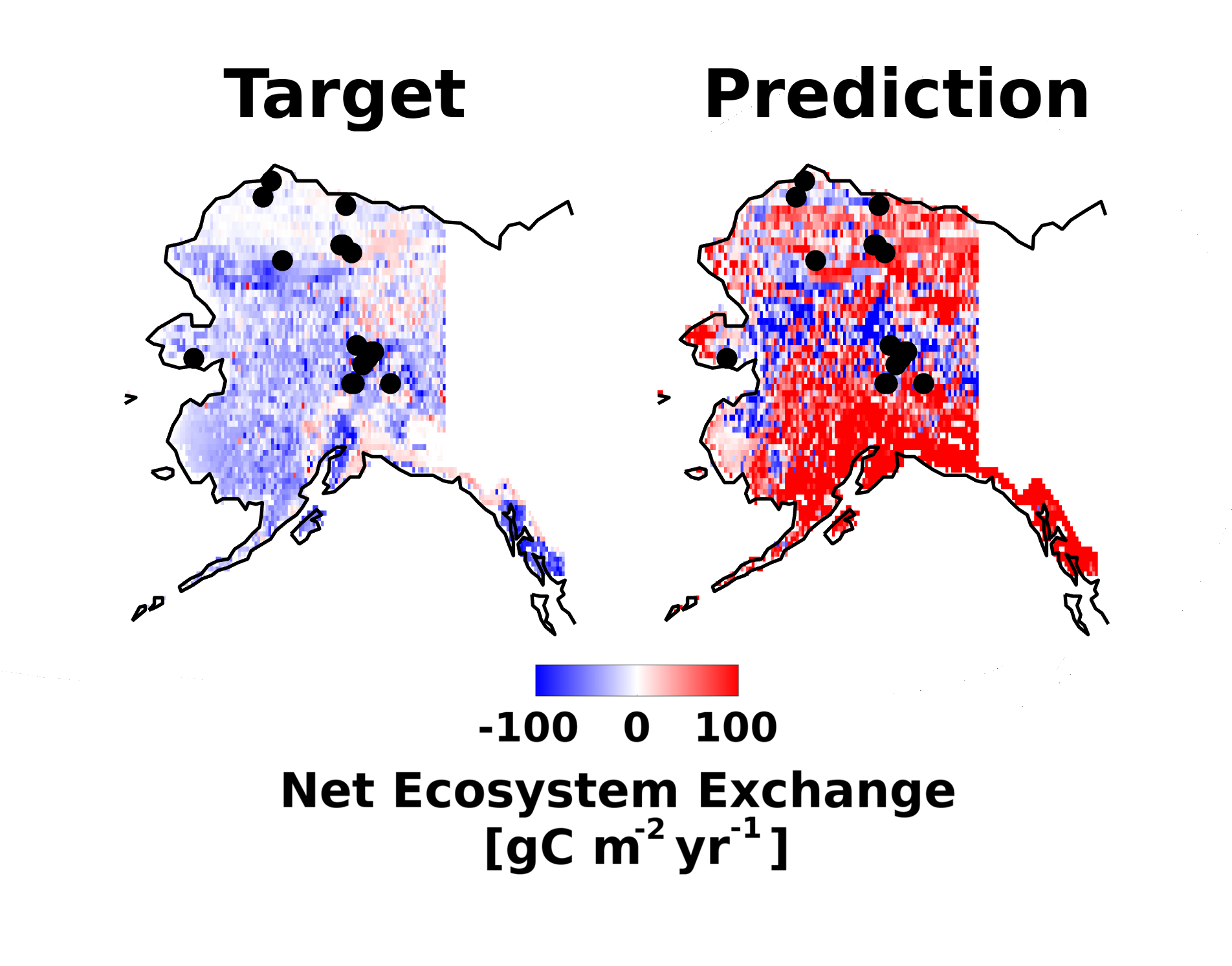 Map of present Alaskan net ecosystem exchange.