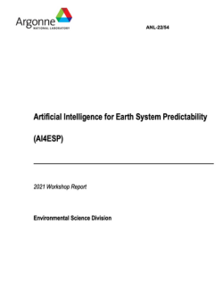 Cover of Artificial Intelligence for Earth System Predictability (AI4ESP) Workshop Report.