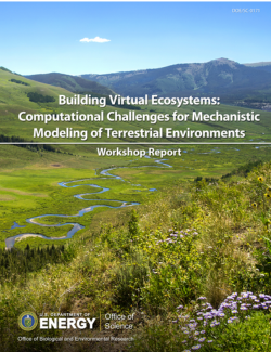 Cover of Building Virtual Ecosystems: Computational Challenges for Mechanistic Modeling of Terrestrial Environments Report.