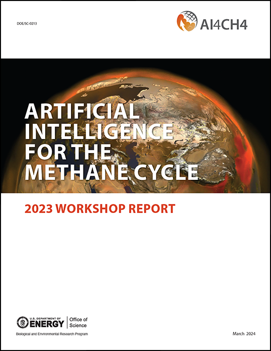 Cover of a report that reads Artificial Intelligence for the Methane Cycle 2023 Workshop Report.