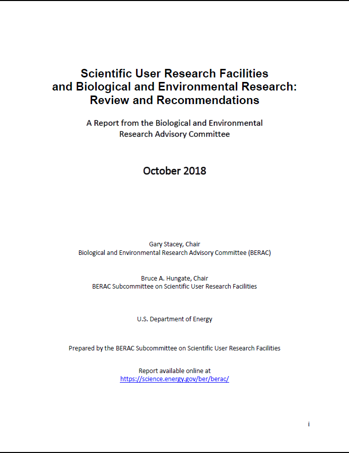 Cover of Scientific User Research Facilities and Biological and Environmental Research: Review and Recommendations Report.