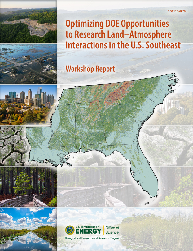 Cover of Southeast Land-Atmosphere Interactions Research Opportunities Workshop Report.